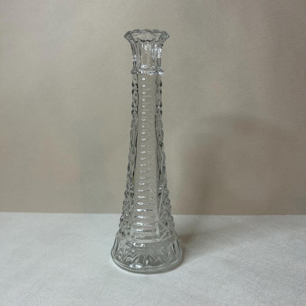 Vintage Hoosier Glass Clear Bud Vase | Crisscross Diamond Point Floral Glassware